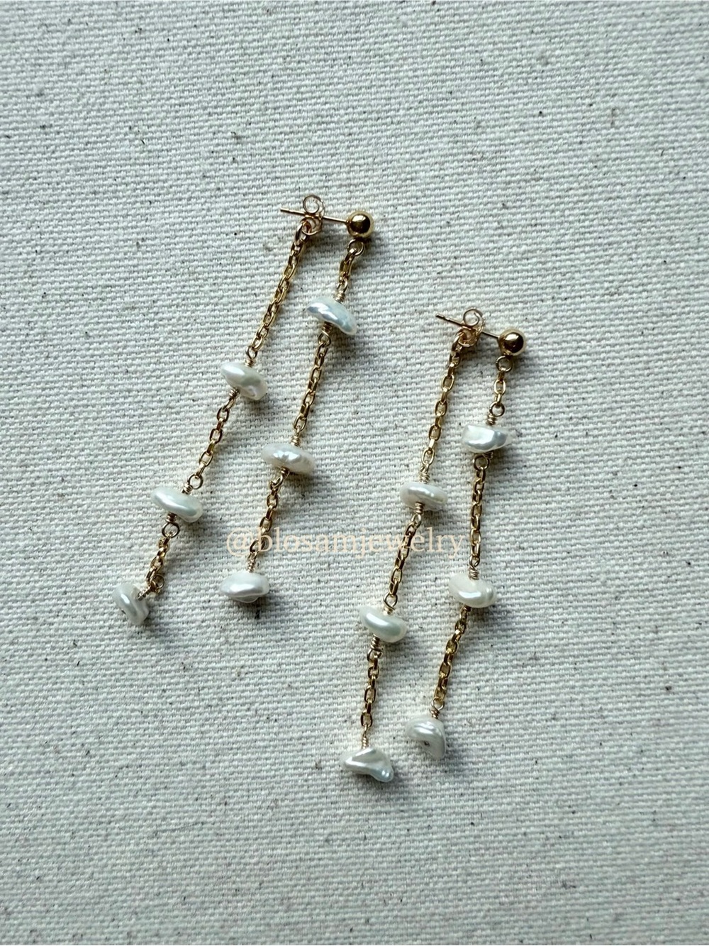 Dripping Heishi Pearl & 14K Gold Filled Earrings